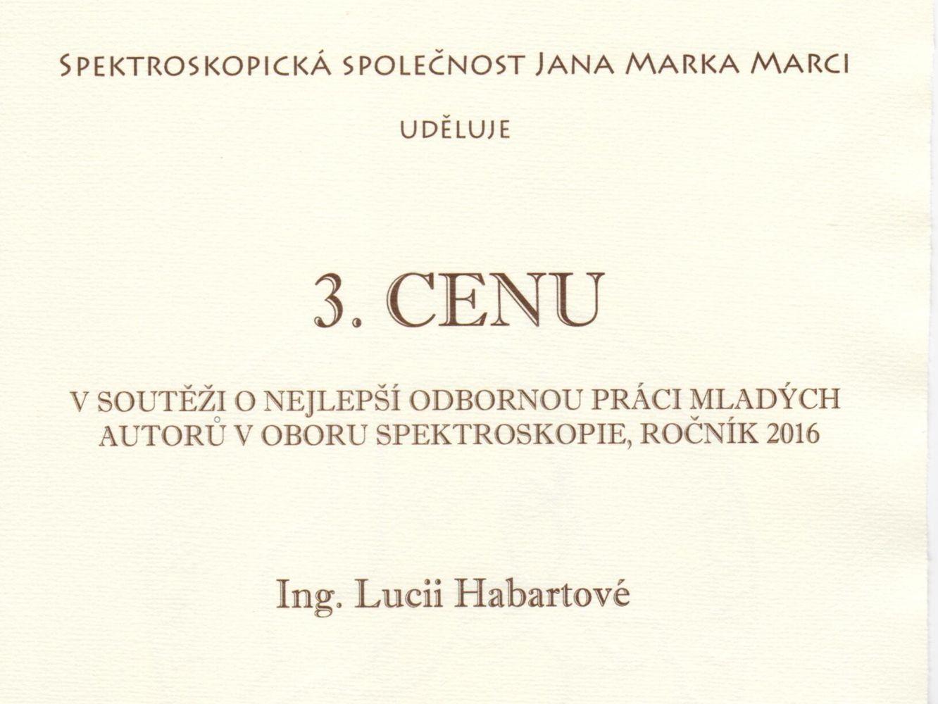 Ocenění v soutěži Spektroskopické společnosti