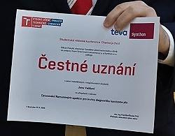 Čestné uznání pro studenta Jana Vališe, Bc.